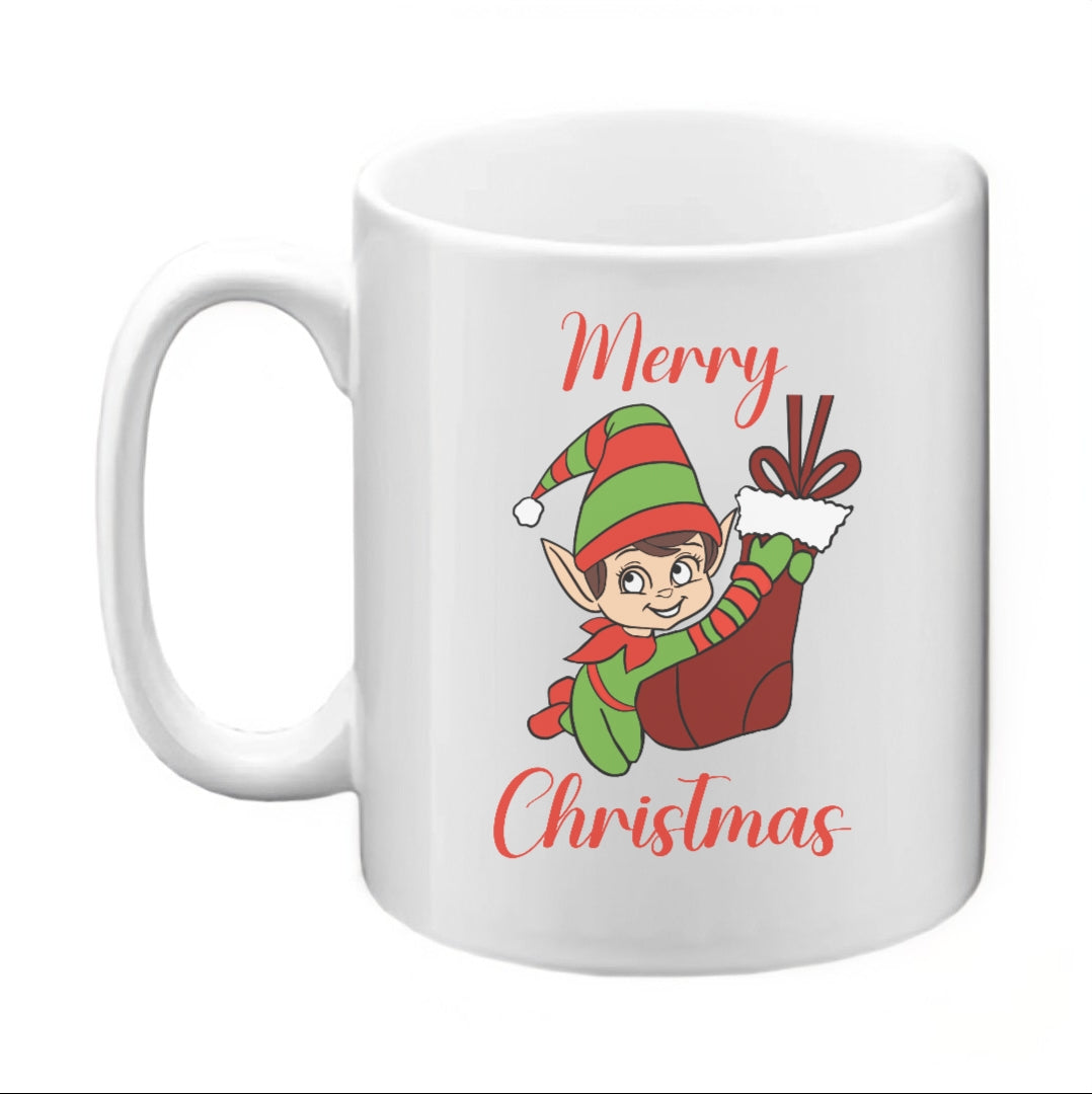 Christmas Mug elf socking merry Christmas