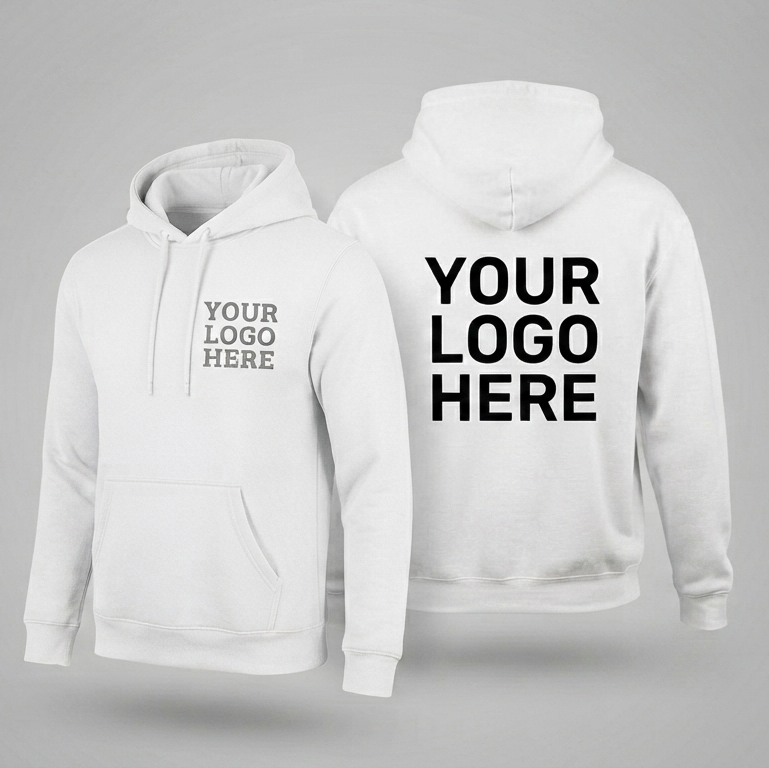Custom Hoodie With Small Front, Large Back Logo