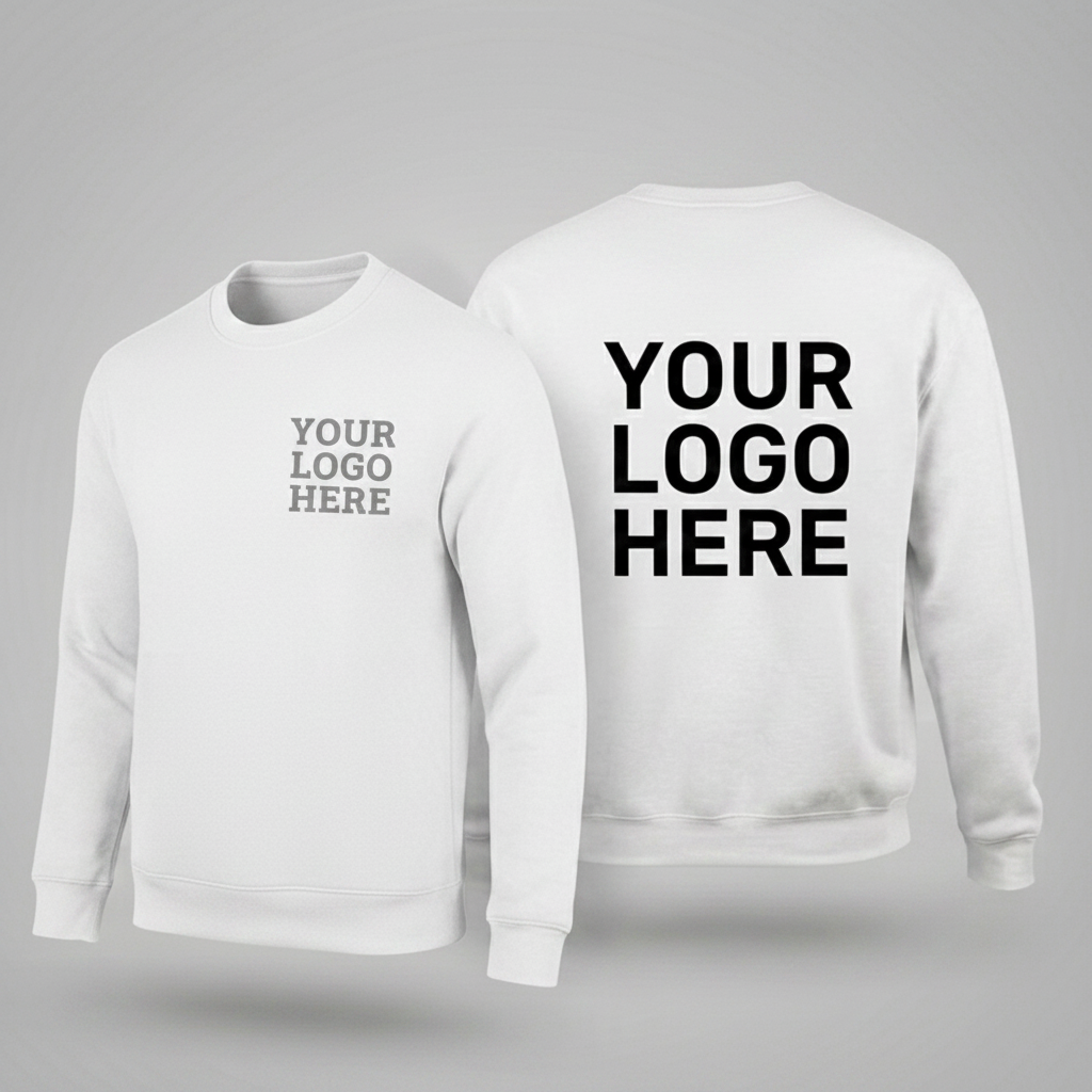 Custom Sweatshirt With Small Front, Large Back Logo