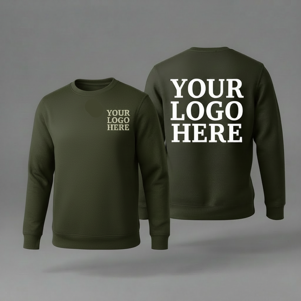Custom Sweatshirt With Small Front, Large Back Logo