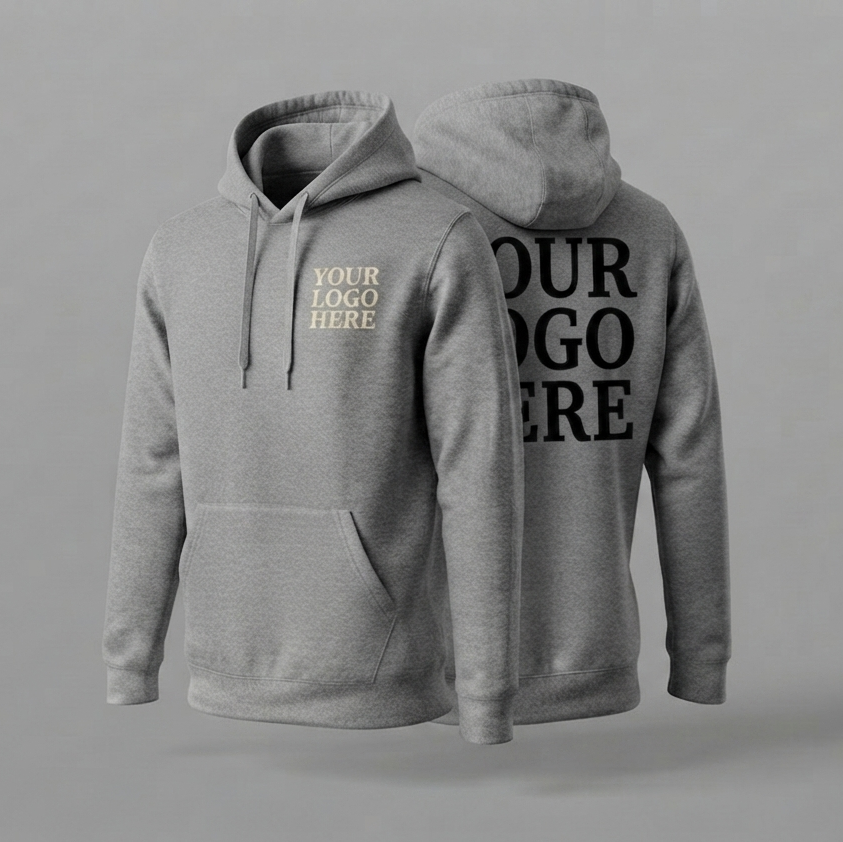 Custom Hoodie With Small Front, Large Back Logo