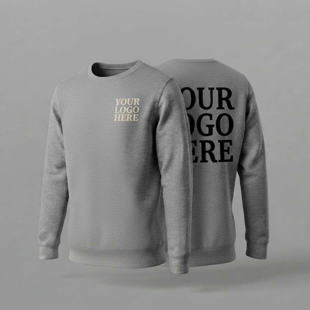 Custom Sweatshirt With Small Front, Large Back Logo