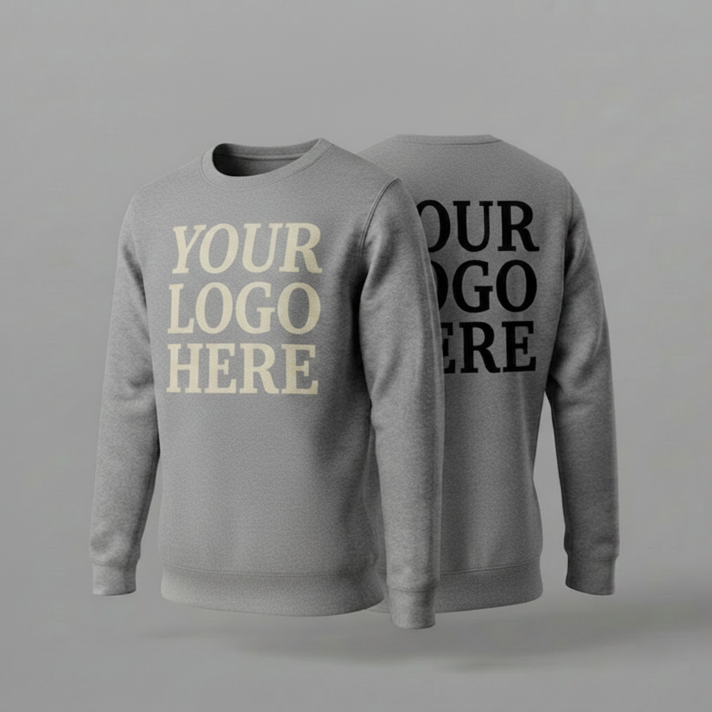 Custom Sweatshirt With Large Front, Large Back Logo