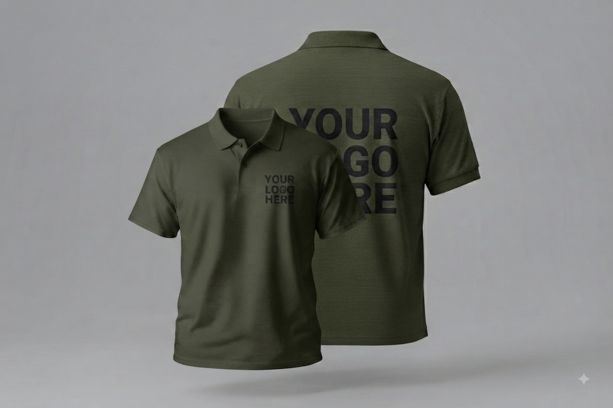 Custom polo shirt With Large Back, Small Front Logo