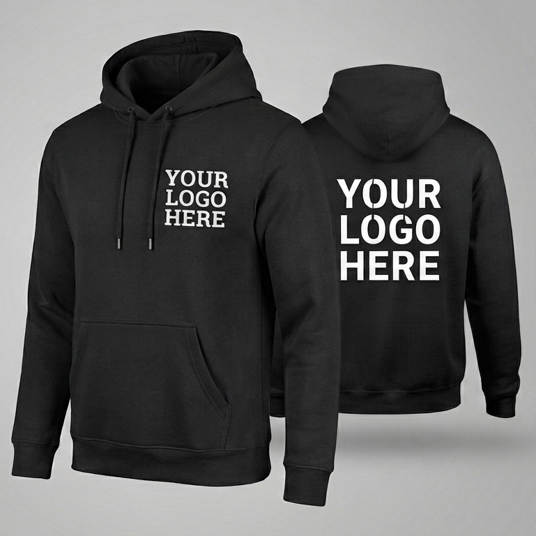 Custom Hoodie With Small Front, Large Back Logo