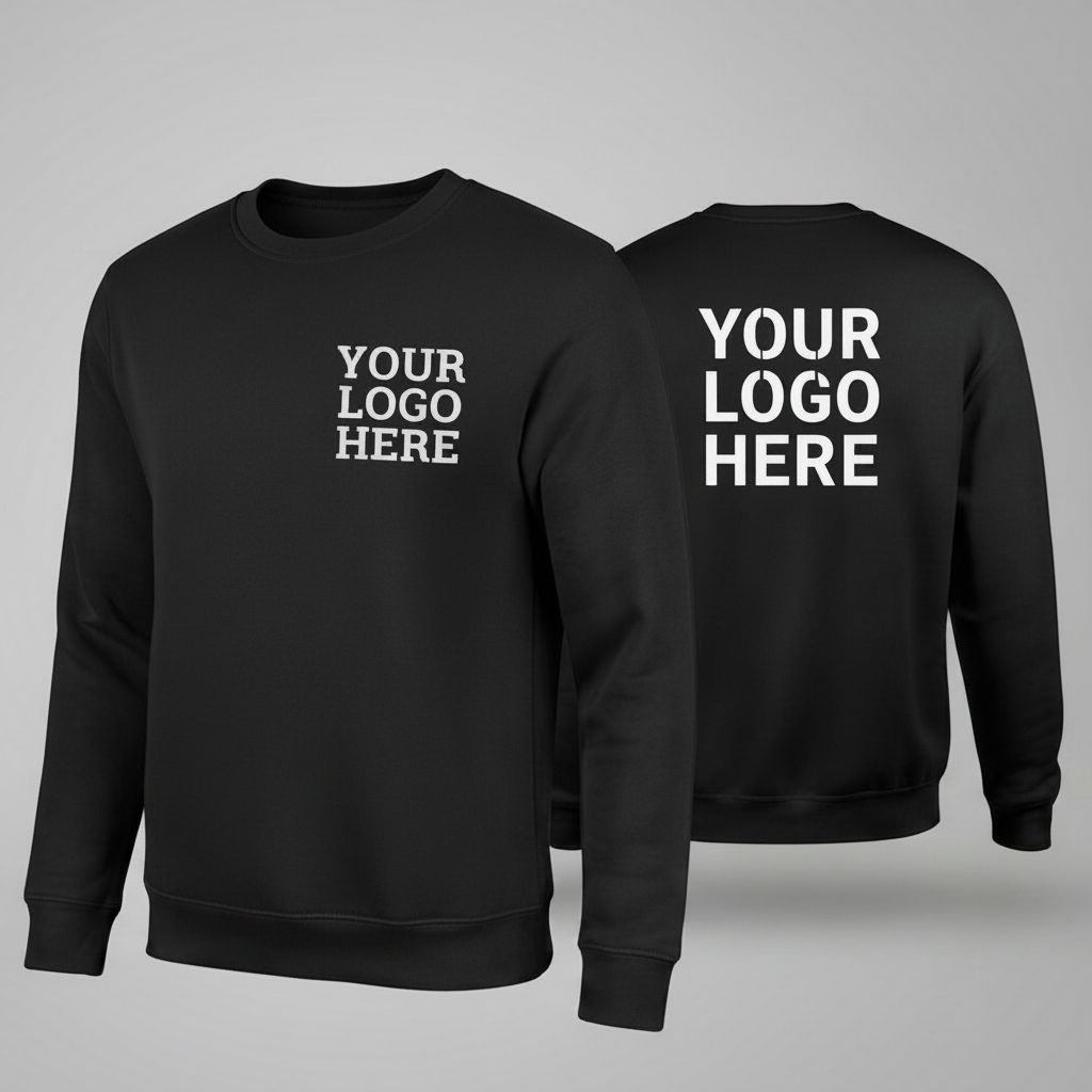 Custom Sweatshirt With Small Front, Large Back Logo