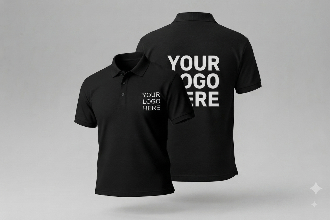 Custom polo shirt With Large Back, Small Front Logo