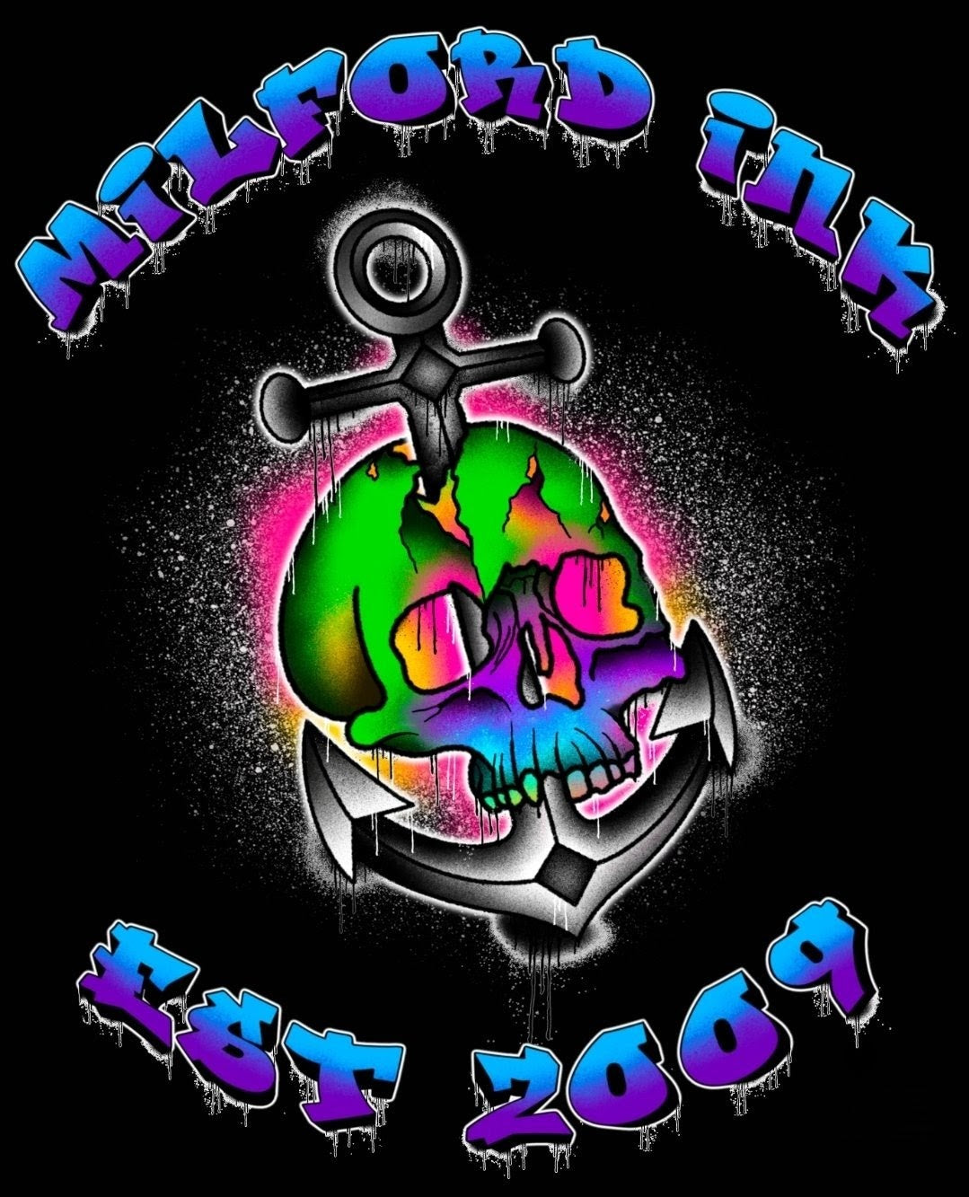 Milford Ink Skull Logo Hoodie